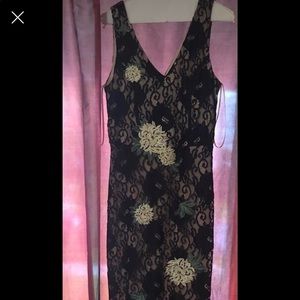 Long black w/ white flowers Dress